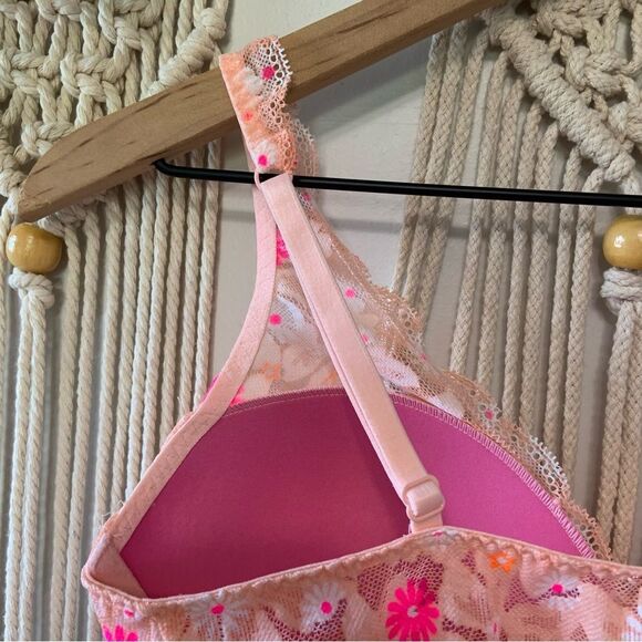 VICTORIA’S SECRET PINK Lightly Lined Lace Bralette Pink Floral Size Small - Picture 7 of 14
